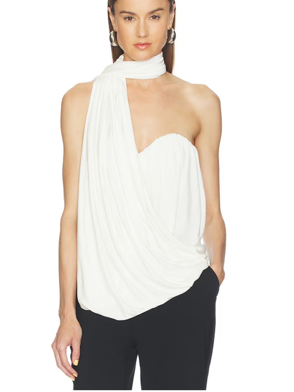 Camila Coelho Serafina Top Ivory White Draped bustier blouse Revolve NWT S